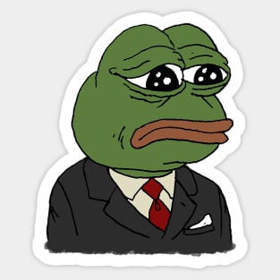 sad pepe in suit Sticker